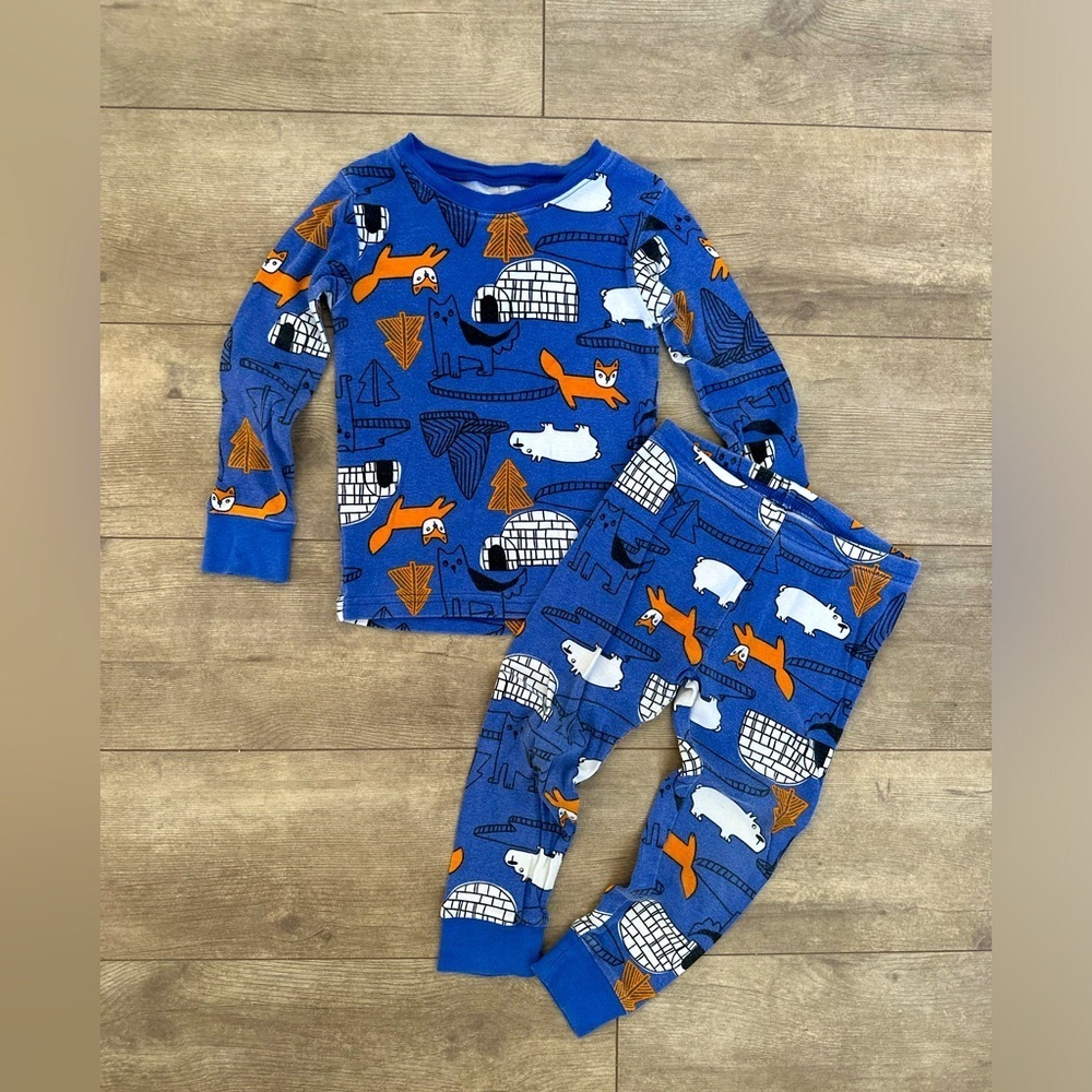 Carter’s 3T Toddler Boy Soft Pajamas Set Animal Print Igloo Fall Winter
